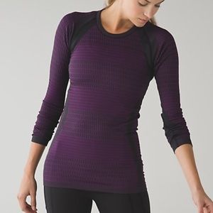LULULEMON About That Base Long Sleeve Black Magenta Running Base  Layer Size 6